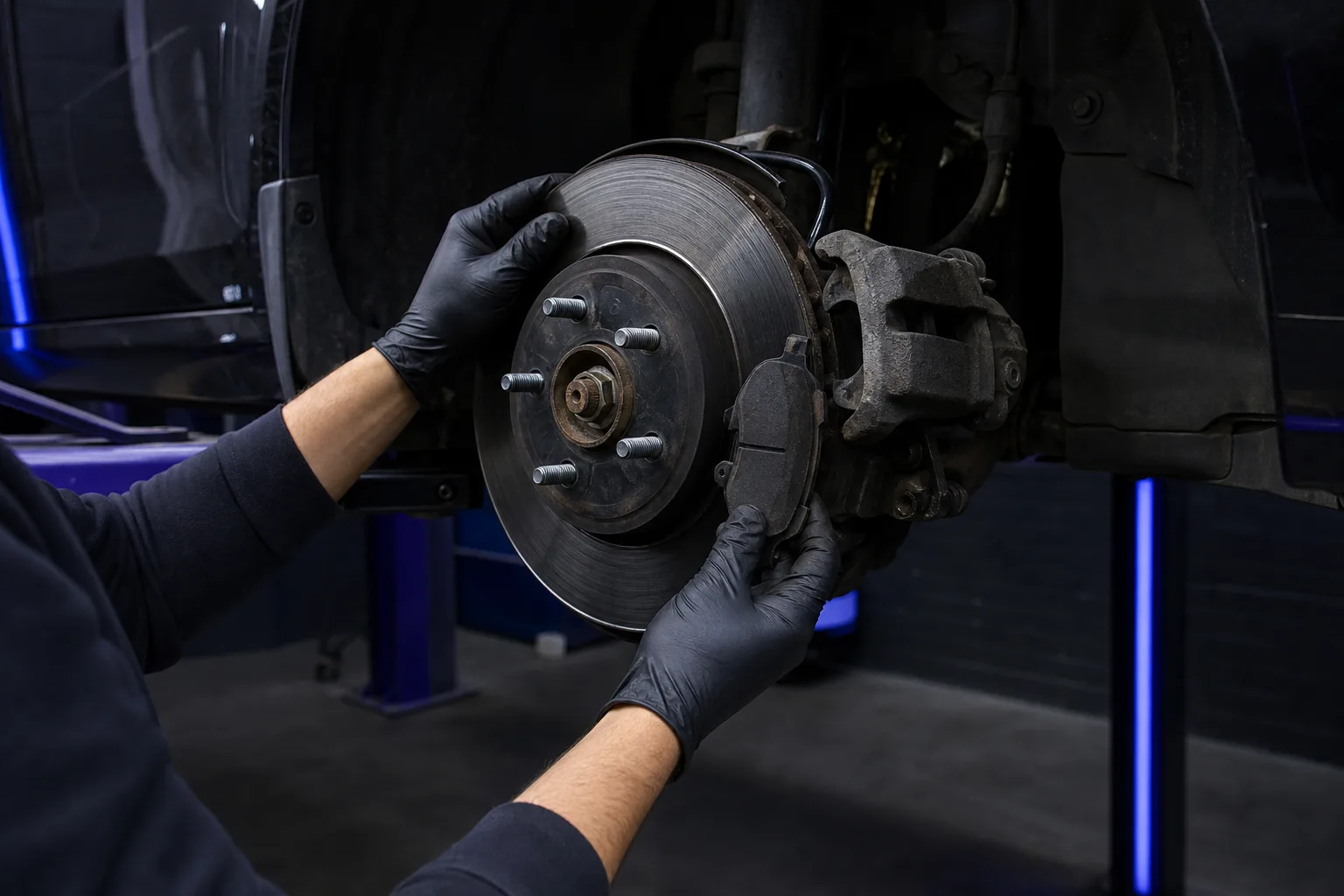 Bremsbeläge an der Hebebühne prüfen — Vorschaubild article-brake-pad-replacement.webp 1200x675 Pixel