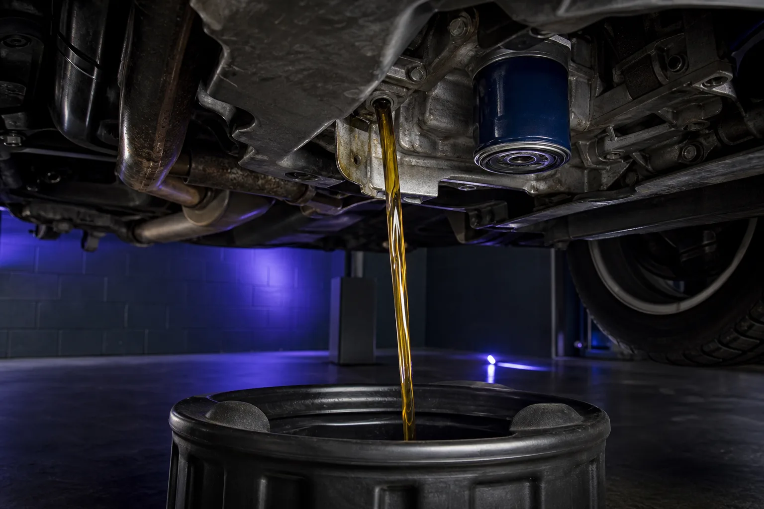 Motorölwechsel an der Serviceöffnung — Vorschaubild article-engine-oil-change.webp 1200x675 Pixel